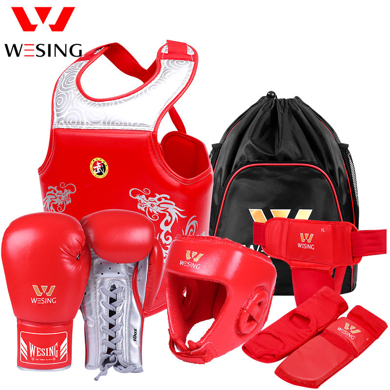 Kit Protections Arts Martiaux 8 Pièces - Taekwondo, Sanda, Muay Thai - Casque, Plastron, Protèges Tibias...